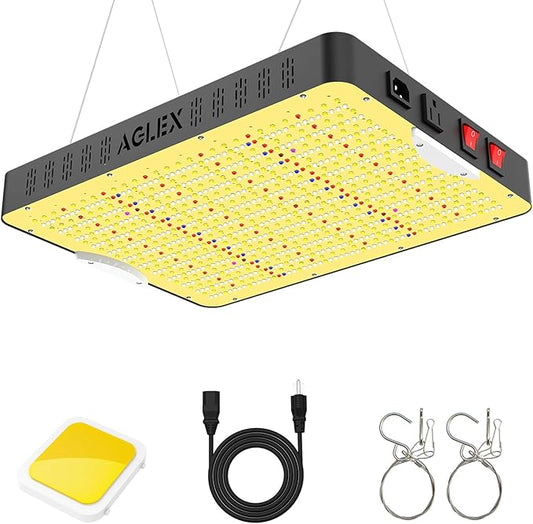 AGLEX E4000 LED Grow Light, Full Spectrum Grow Light with UV IR Diode, Grow Light for Indoor Plants with Daisy Chain & Built-In Silent Fan, Plant Growing Lamps for 3x4 FT Coverage, Veg Bloom Daul Mode