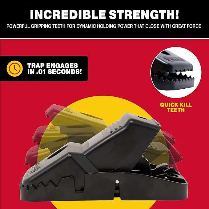 Catchmaster Snapper Jumbo Rat Trap 6-Pk, Rat Traps Indoor for Home, Reusable Rodent Killer for House, Indoor & Outdoor Rodent Bait Station, Eco-Friendly Pest Control for Garage, Basement, & Kitchen