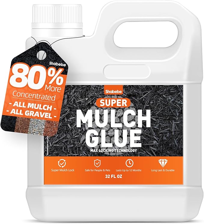 Mulch Glue for Landscaping, 32OZ Rock Glue, Fast-Dry Non-Toxic Weather-Resistant Strong Gravel Binder, Pine Straw Outdoor Strong Pebble Gravel Hold for Garden, Mulch Lock and Pea Gravel Stabilizer
