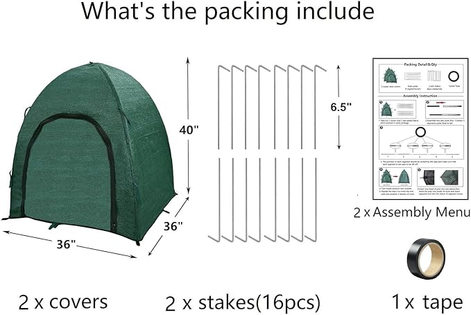 Winter Plant Covers for Snow and Ice Protection Shrub Cover Freeze Protection Plant Tent Protect Outdoor Plant and Potted Plant from Snow Frost Sun and Animal with Zipper Door 36*36*40 (2Packs)