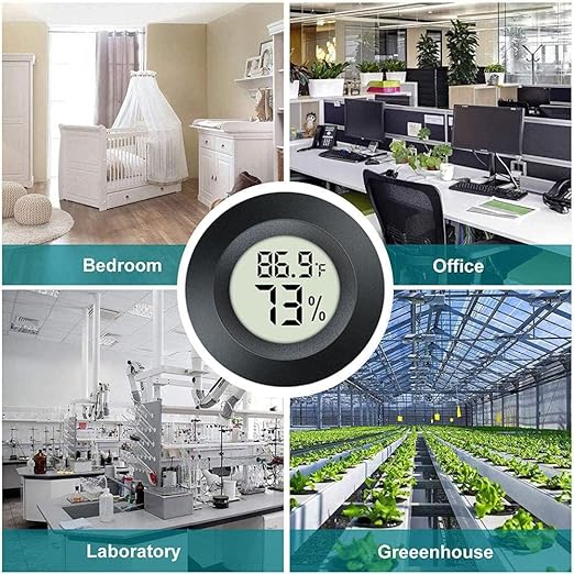 4 Pack Mini Digital Hygrometer Thermometer Gauge, Indoor Outdoor Temperature Humidity Meter for Greenhouse Humidors Incubators Reptile Terrarium Jars, Fahrenheit (℉) or Celsius(℃) (4)