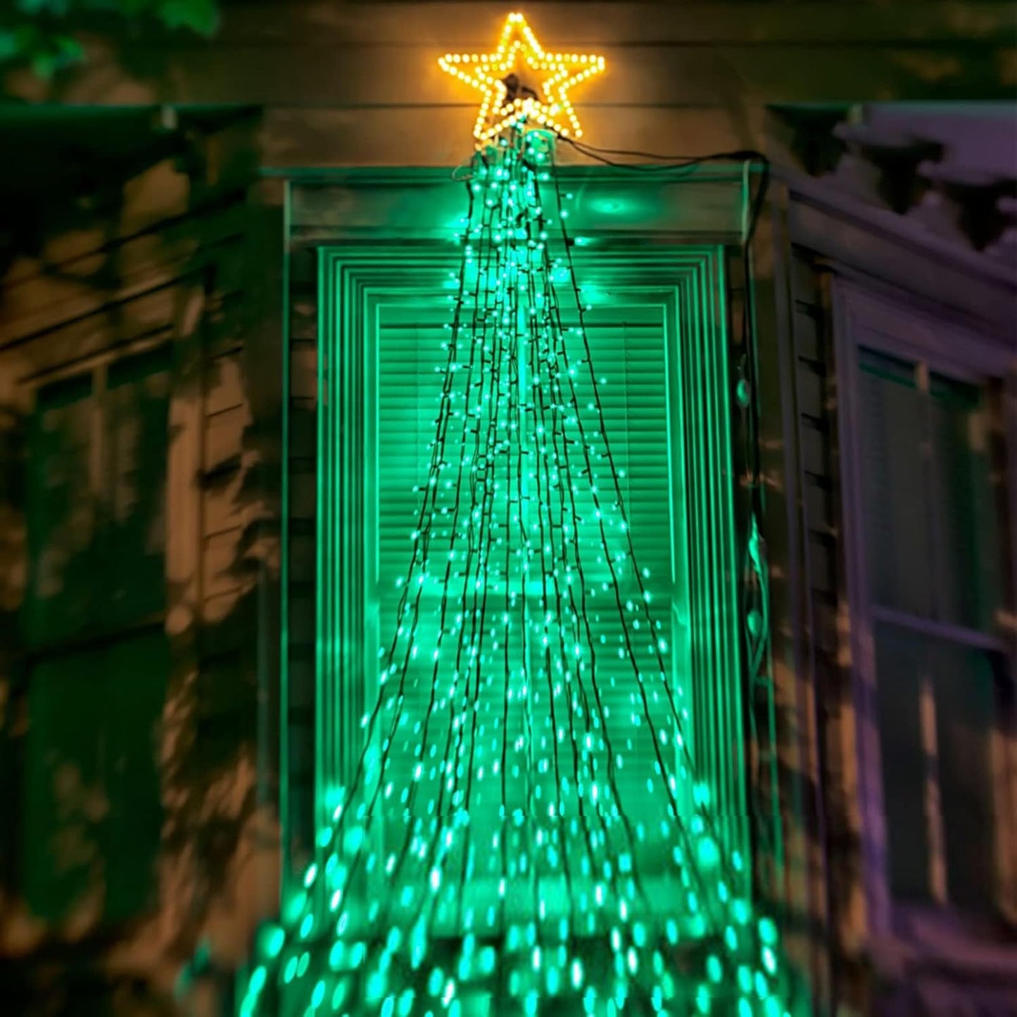 Upgrade Solar String Lights for Outside 2 Pack Total 180FT 500LED String Lights Outdoor with 8 Modes, IP65 Waterproof Outdoor Solar Twinkle Lights, Garden Tree Party Christmas Decorations, Green