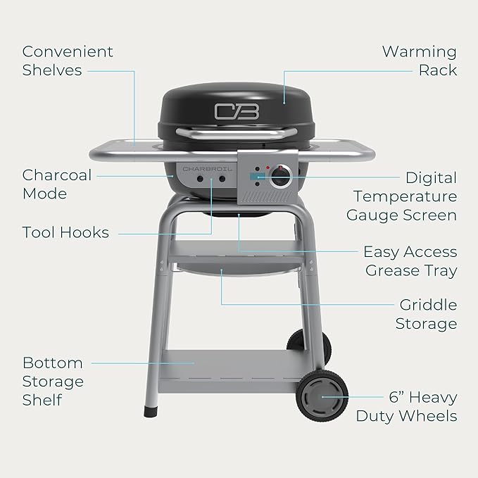 Bistro Pro Electric Grill & Griddle + Charcoal Mode, Black - 25302145