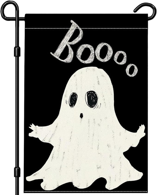 Halloween Ghost Garden Flag 12x18 Inch Double Sided Outside Boo Black Holiday Yard Outdoor Decoration