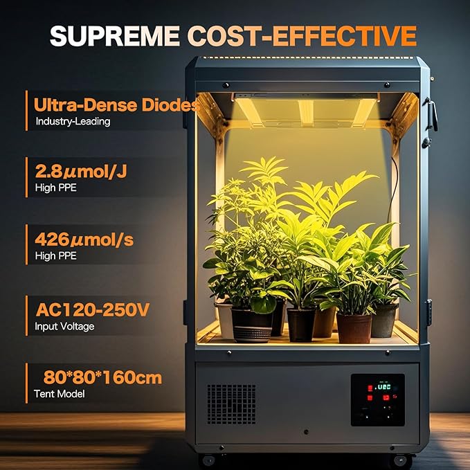 Grow Lights for Indoor Plants, 320W LED Grow Light, 3x3ft Coverage Full Spectrum Daisy Chain Growing Light, Dimmable & Retractable Bar Style Grow Lamp for Greenhouse Vegetable Flower