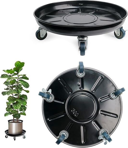 Heavy-Duty Plant Caddy with Wheels 14 Inch, 360° Lockable Caster,Outdoor Rolling Plant Dolly That is Not Easily Rusted, Indoor Metal Plant Cart with Rollers, Plant Pot Trolley, Black 2Pack
