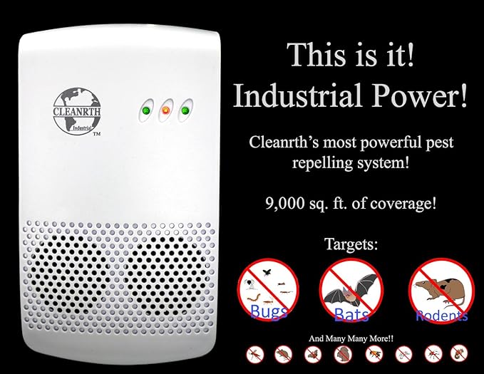 CLEANRTH CIN009 Industrial Electronic Pest Repelling System - Demands Insects, Bats, and Rodents to Flee