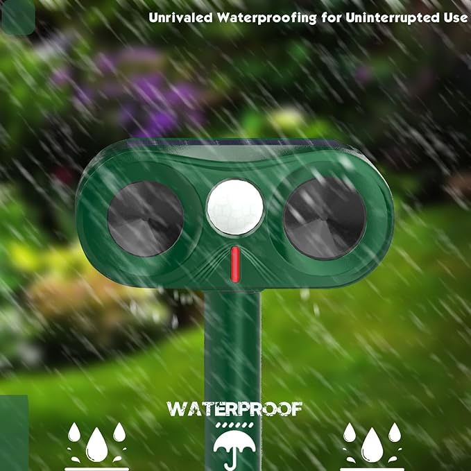 Powerful Cat Repellent Outdoor for Yard & Garden & Farm,Ultrasonic Animal Deterrent with Adjustable Sensitivity，Solar Pest Repellent, Racoon Squirrel Repellent Outdoor to Keep Unwanted Animals Away