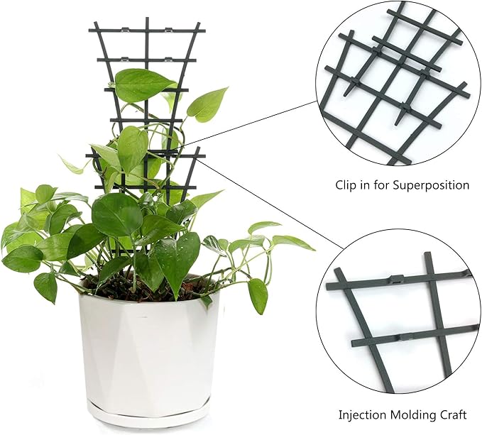 Plant Trellis Indoor, 6Pcs Stackable Plant Trellis for Climbing Plants Indoor, Small Plant Climbing Trellis for Potted Plants Plastic Climbing Plant Support Trellis for Houseplant Hoya Pothos