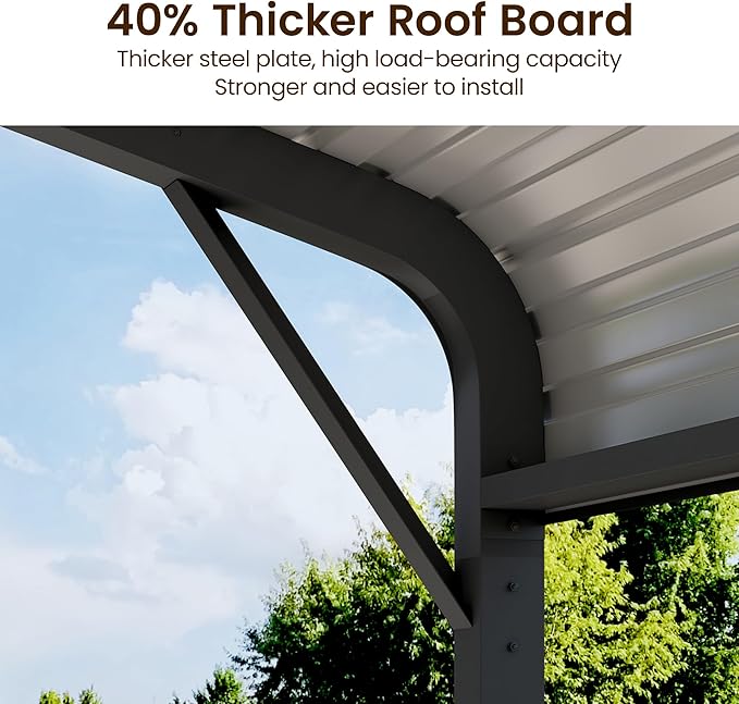 20x20 FT Metal Carport for 2 Cars, Heavy Duty Canopy Carport with Updated Roof & Enhanced Base, Garage Vertaile for RV Car, Truck, Boat, Tractors, Party, Grey