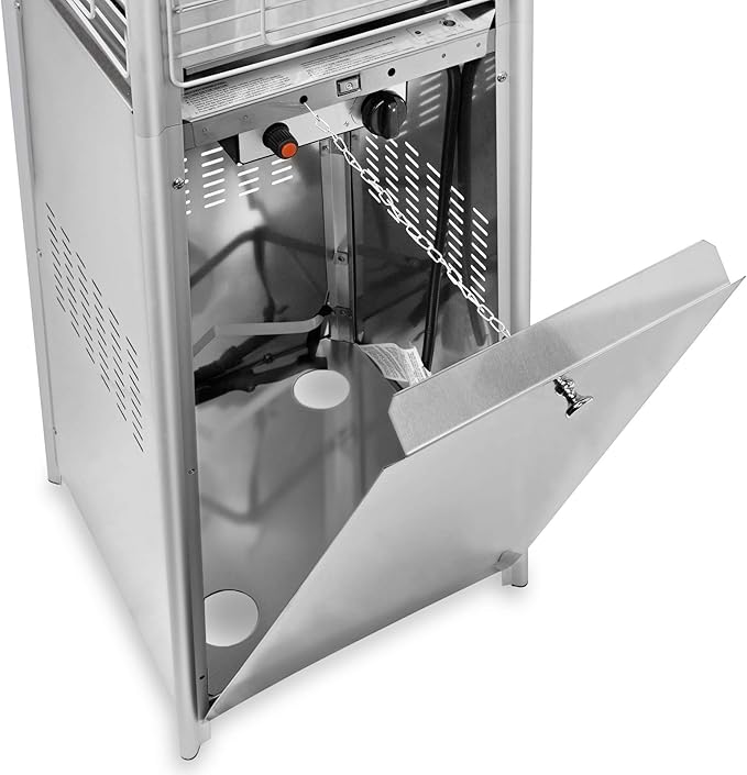 Deluxe Propane Outdoor Patio Heater - Pyramid Style w/Dancing Flame (Floor Standing) - Stainless Steel