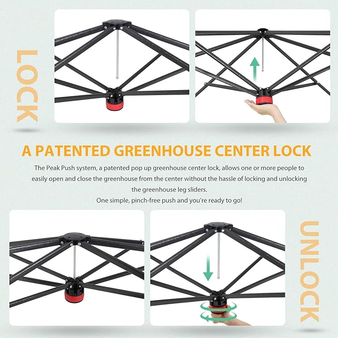 EAGLE PEAK Instant Pop-up Greenhouse, Indoor Outdoor Plant Gardening Green House, Roll-Up Zipper Doors and Side Windows, Walk in 8x6 ft, White/Clear