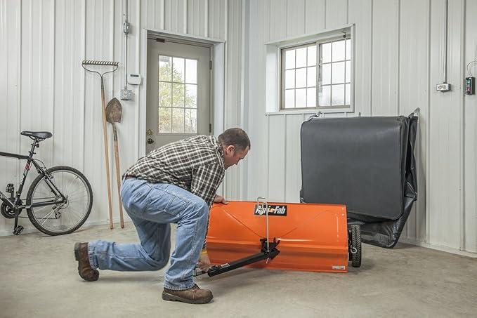 Agri-Fab 45-0492 44" Tow-Behind Lawn Sweeper, 25 cu. ft Hopper Bag Capacity; Leaf & Grass Catcher, with Adjustable Brush Height and Dump From Seat Handle