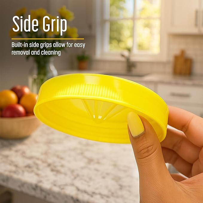 Fruit Fly Trap Lids for Wide Mouth Mason Jars - Natural Non-Toxic Gnat Catchers, Reusable Covers (4 Pack)