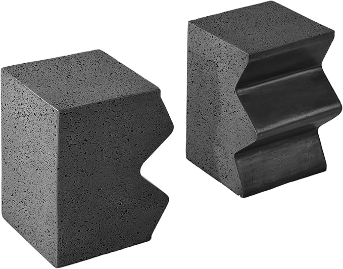 COSIEST Concrete Side Table, Set of 2 Rectangular Outdoor Side Tables, Decorative Garden Stools for Indoor Outdoor, Accent Table Patio Side Table End Table w Spotted, Dark Grey