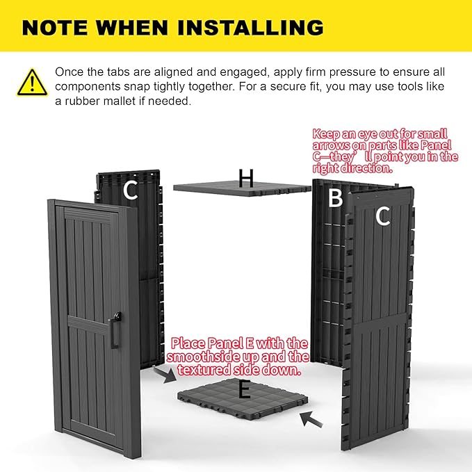 Outdoor Resin Storage Shed, Upgrade Durable Storage Cabinet with Removable Shelves and Lock Ring, Reinforced Floor, All-Weather Construction for Garden Patio Lawn (Black)