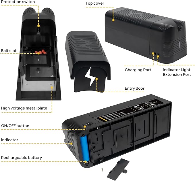 Rat Zapper Electric Mouse Trap Zapper 2 Pack Electronic Mice Killer Effective Rodent Trap with Powerful Voltage Mouse Traps Indoor for Home Garage Attic Living Room
