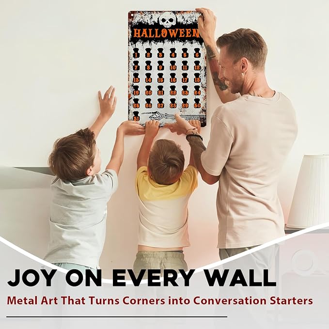 Halloween Countdown Vintage Sign Halloween Skull Metal Tin Sign for Home Bar Kitchen Hotel Dining Room Coffee 8x12inch