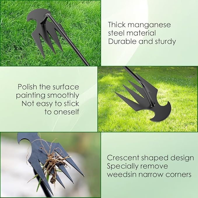 2Pcs Weed Puller Tool, Weeding Artifact Uprooting Steel Hand Weeder Tool for Garden Yard Farm - Durable Manganese, Manual Multifunctional Weeding Artifact Kit (Black)