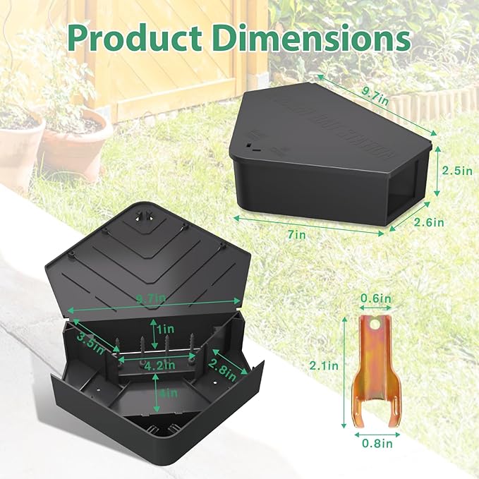 Rat Station Box with Keys, 2 Pack Rodent Station Keeps Rats Away, Keeps Children and Pets Safe, Key Unlocking, Reusable & Long-Lasting, Indoor & Outdoor