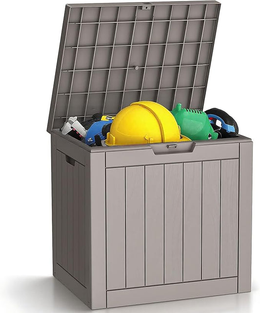 31 Gallon Outdoor Storage Box - Waterproof Resin Deck Box for Indoor & Outdoor Use, Lockable & UV Resistant Storage Bin for Package Delivery, Patio Cushions, Gardening Tools - Grey