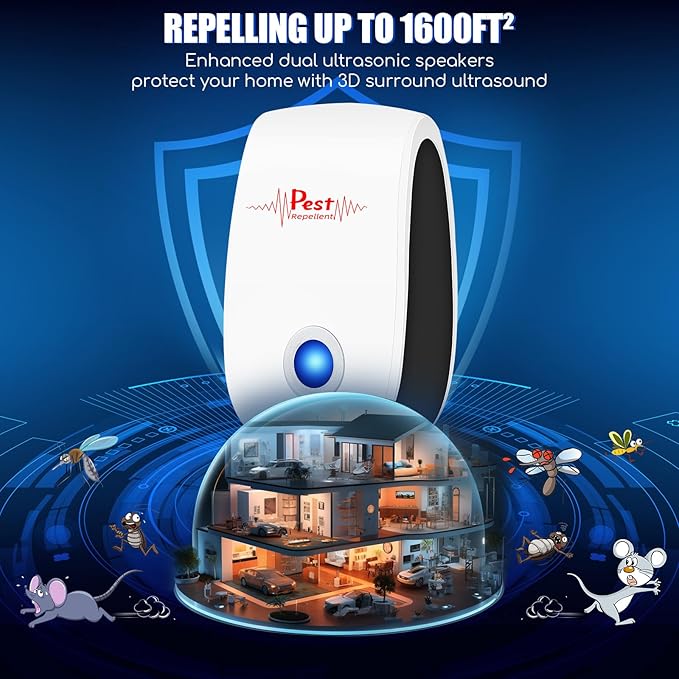2025 10Pack Ultrasonic Pest Repeller Electronic Mouse Repellent Ultrasonic Plug in Mice Repellent Indoor Sonic Electronic Rodent Repellent Plug in Pest Control for Insect,Cockroach,Rat,Spide,AntBugs