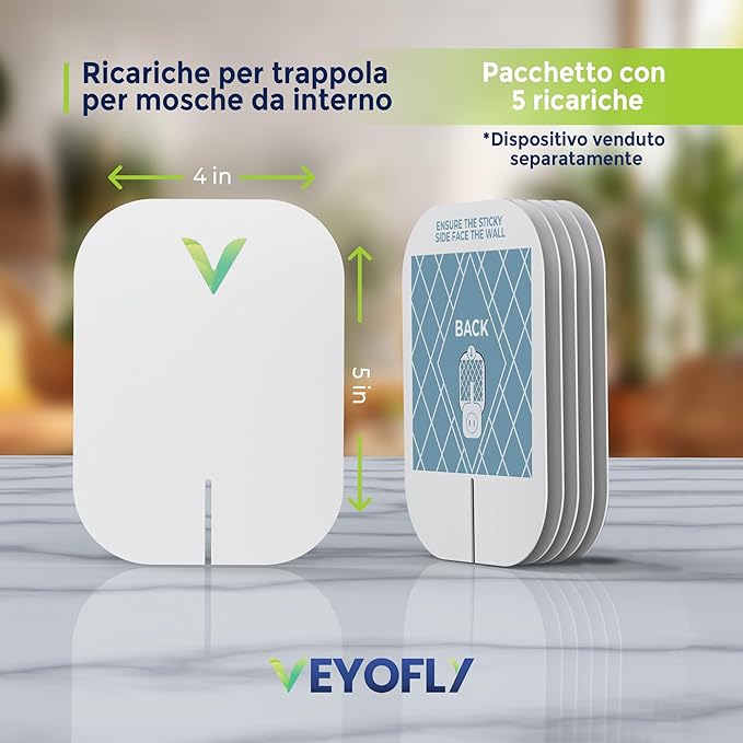 VEYOFLY Gnat Traps for House Indoor Refill, Fly Trap Indoor, Fruit Fly Traps for Indoors, Fly Catcher Indoor, Fly Trap, Plug in Catch for Fruit Flies, Moths, Gnats, Mosquito Trap (Pack of 5 Refills)