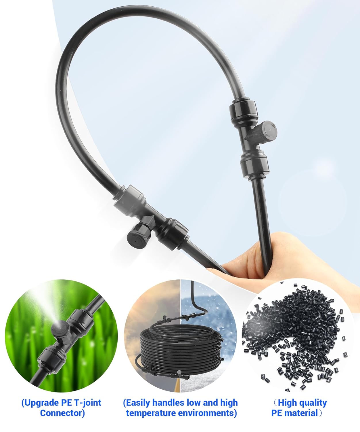 125FT Misters for Outside Patio Misters for Cooling (45 Mist Nozzles) Outdoor Water Patio Hose Greenhouse Mister System Outside Mist Backyard Trampoline for Waterpark Watering Misters for Cooling