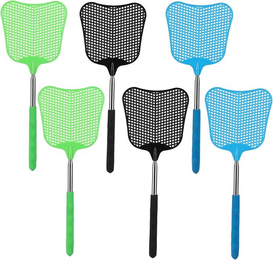 Fly Swatters - 6 Pieces Telescoping Bee Bug Swatter for Indoors Outside, Heavy Duty Large