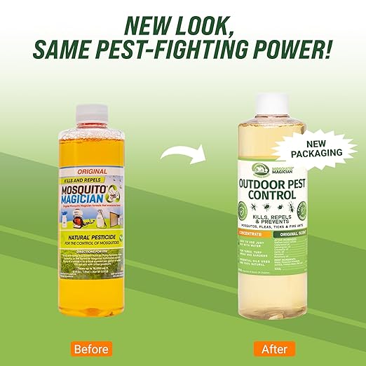 Mosquito Magician Liquid Concentrate, Kills Mosquitoes, Fleas & Fire Ants, Yard Spray Treatment, Safe for Pets, Use with Sprayers, Foggers & Misting Systems, Outdoor Mosquito Repellent - 16 Fl Oz