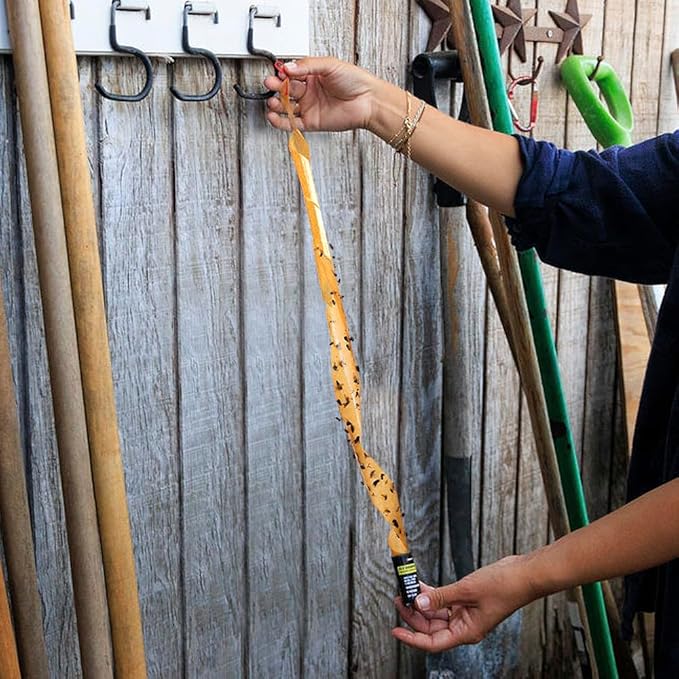 30Pcs Fly Strips Indoor Sticky Hanging with Pins - Fast Acting Fly Paper Indoor for Home, Tape Outdoor, Fruit Catchers for Inside, Ribbon Sticky Traps for Home