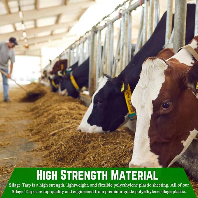 Farm Plastic Supply - Silage Tarp Black/White Plastic Sheeting - 8 Mil - Heavy Duty Polyethylene Plastic Tarp for Silage Cover, Bunker Cover for Farming, Agriculture, Ground Covering (50' x 25')