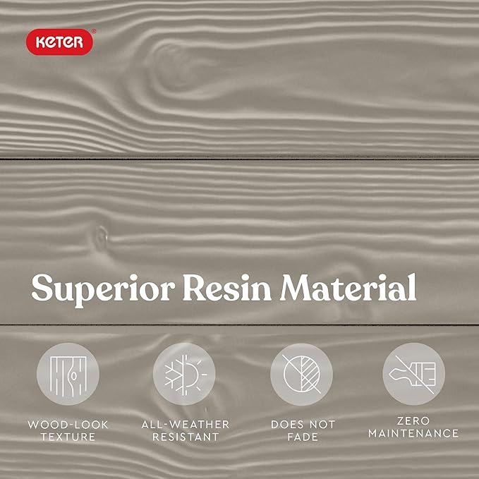 Keter Westwood 150 Gallon Resin Large Outdoor Storage Box for Patio Furniture, Outdoor Cushions, Garden Tools and Pool Floats, Beige