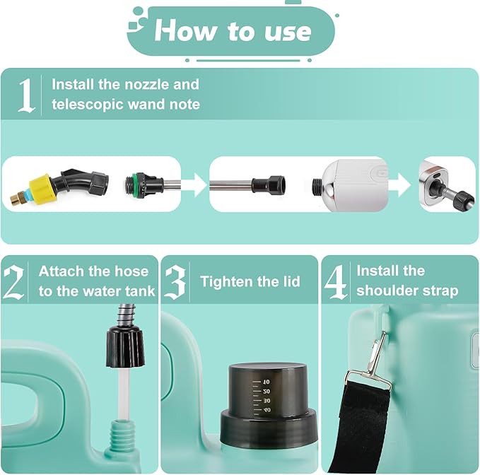 Battery Powered Sprayer 1.58 Gallon, Electric Garden Sprayer with 3 Mist Nozzles, USB Rechargeable Handle and Retractable Wand, with Adjustable Shoulder Strap for Garden,Lawn,Cleaning