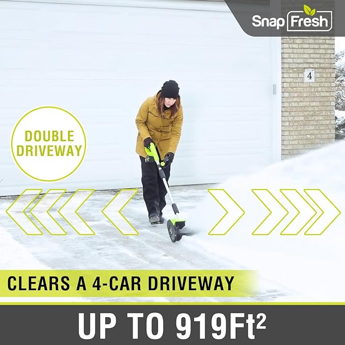 SnapFresh 20V Cordless Snow Shovel, 12” Electric Snow Thrower Kit w/Adjustable Handle & Directional Plate, Lightweight Battery-Powered Snow Blower for Driveway, 4.0Ah Battery & Fast Charger Included