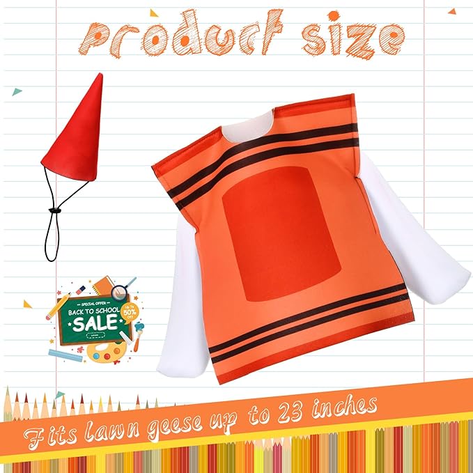Geyoga Halloween Goose Crayon Costume Porch Goose Outfits 23" Fall Geese Clothes Classroom Lawn School Garden Patio Yard Outdoor Decorations(Red,Crayon)