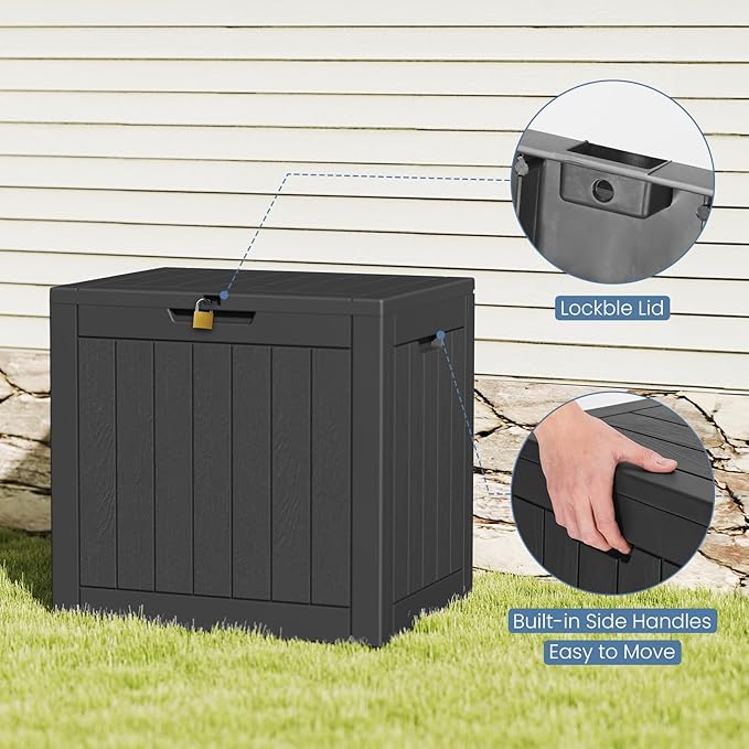 Deck Box with 31 Gallon Capacity, Weatherproof Resin Lockable Outdoor Storage for Secure Package Deliveries and Indoor Storage in Garden or Patio(Black)