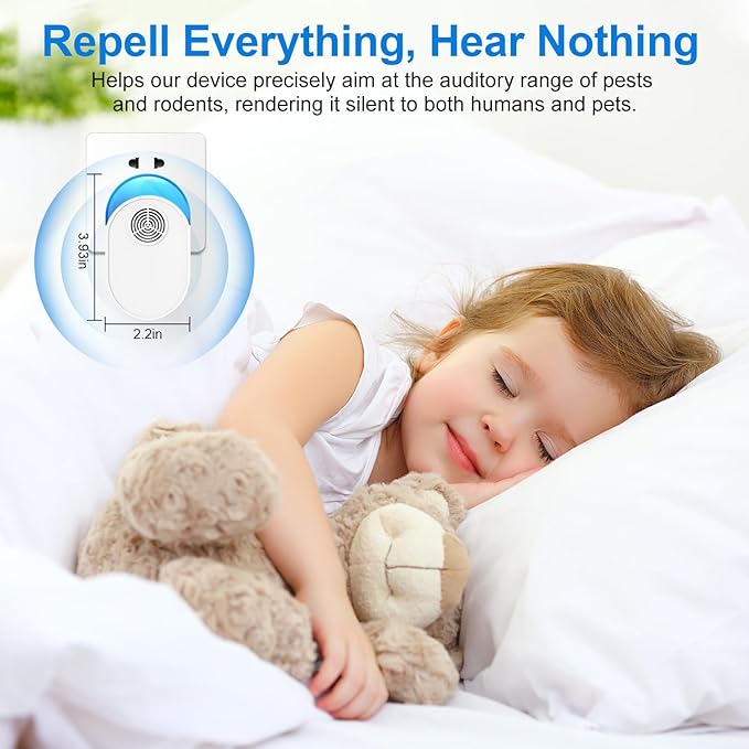 Upgraded Ultrasonic Repeller 6 Pack, Indoor Ultrasonic Repellent for Roach, Rodent, Mouse, Bugs, Ant, Mosquito, Mice, Spider, Electronic Plug in Pest Control