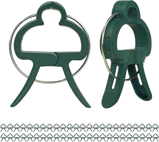 50 Green Pcs Large 2.36 inch Plant Support Clips, Flower and Vine, Tomato Plant Support Clips for Supporting Stems, Vines Grow Upright Climbing, Tool for Straightening, Trellis