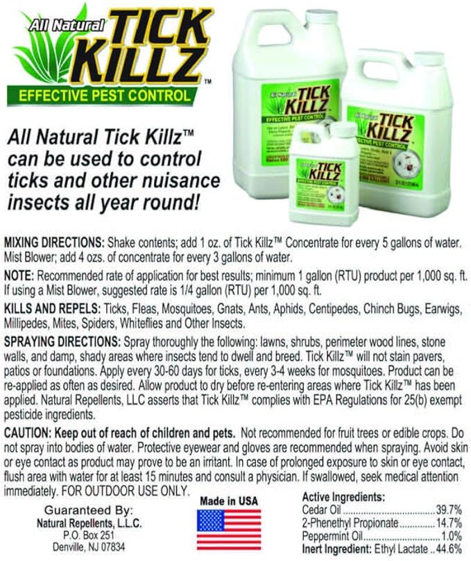 Tick Killz All Natural Bug Killer Insect Repellent Pest Control Concentrate 64 Ounce
