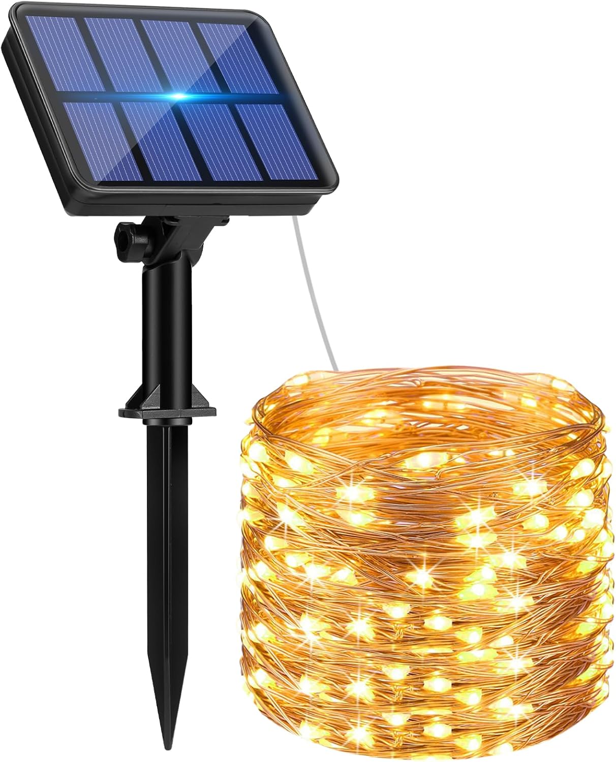 btfarm Solar String Lights for Outside - 80LED 33FT Solar Fairy Lights Outdoor Waterproof 8 Modes, Copper Wire Solar Powered Twinkle Lights for Tree Garden Christmas Wedding Party Decor, Warm White