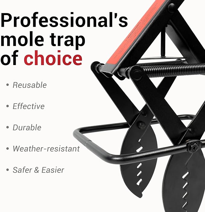 Mole Traps That Kill Best, 2 Pack Scissor Mole Trap, Sleek Black Stainless Steel Finish