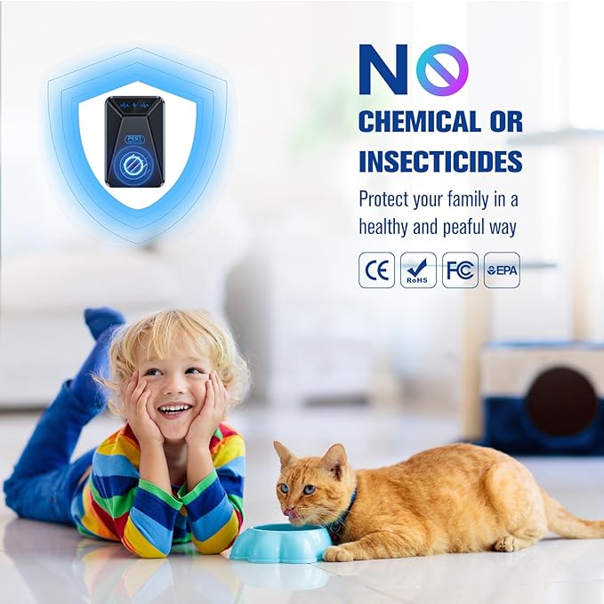 6 Packs Ultrasonic Pest Control Repeller, Electronic Pest Repellent Plug in Indoor for Insect Roaches Spider Ant Bug Mosquito Mouse Repellent for House Kitchen Garage Warehouse (Black)