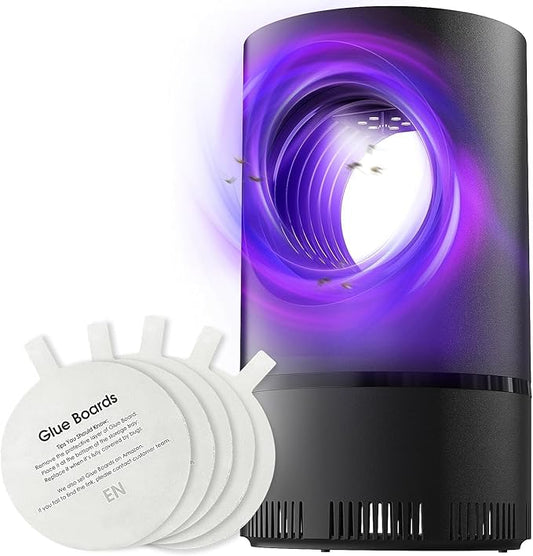 Flying Insect Trap, Fruit Fly Trap for Indoors, Fly Traps Indoor for Home Gnat Traps House Indoor, Bugs Trap with Super Strong Suction and Quiet Operation, 5 Sticky Glue Boards