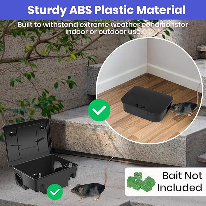 12‑Pack Key‑Required Rat Bait Stations & Mouse Bait Stations – 6 Large & 6 Compact, Lockable Weather‑Resistant Plastic for Indoor & Outdoor – Keeps Children & Pets Safe