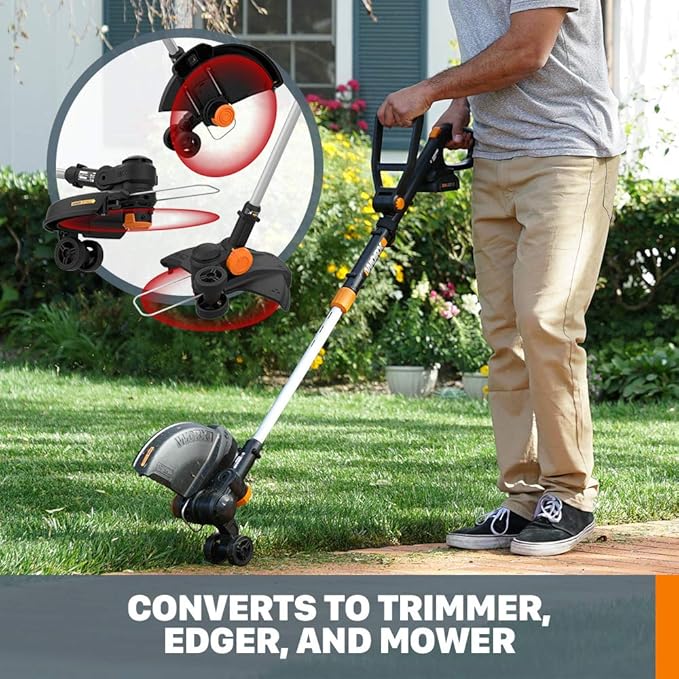 Worx String Trimmer/Edger/Lawn Mower 3-in-1 Grass Trimmer GT Revolution 20V 12" (2 Batteries & Charger Included) WG170