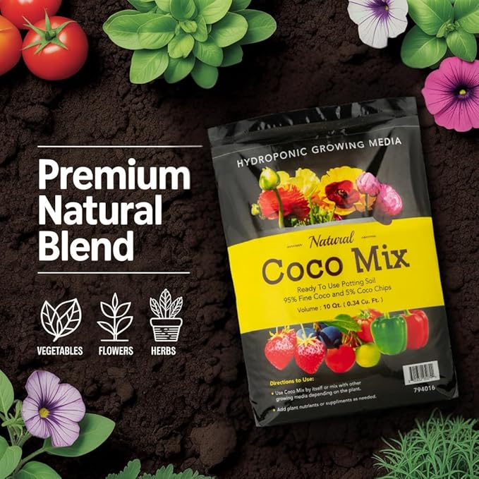 Potting Soil Mix 10 Quarts Envelor Indoor Plants Soil for Outdoor Plants 0.34 Cubic Feet Potting Mix Hydrated Coco Coir Mix for Plants Ready to Use Natural Plant Top Soil