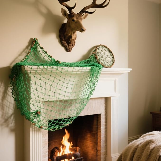 2 Pack Fish Net Decorations for Party,Natural Cotton Hawaiian Party Fishing Net Decorative, Nautical Themed Cotton Fishnet Under The Sea Pirate Ocean Beach Decor