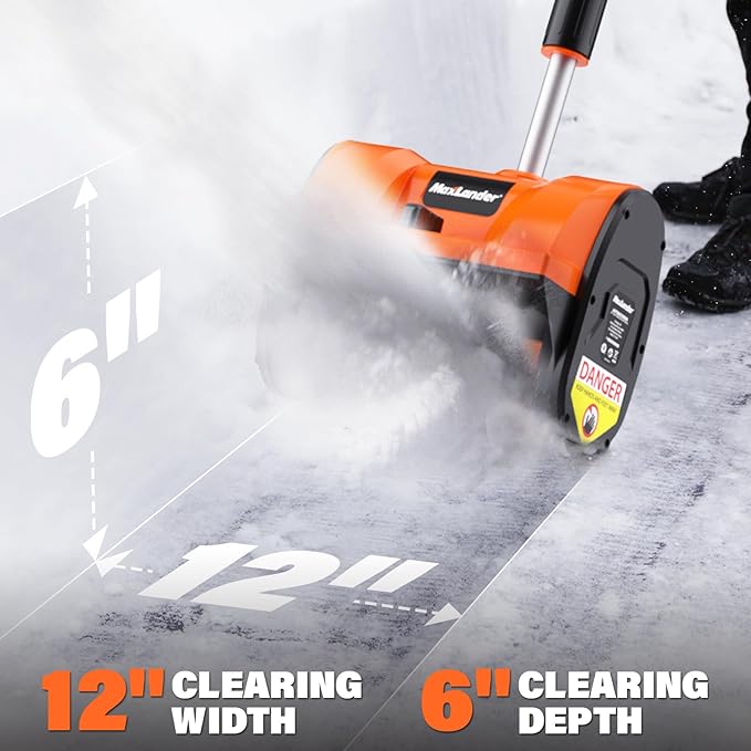 MAXLANDER Electric Snow Shovel Cordless, 20V 12-Inch Cordless Snow Blower, Battery Snow Shovel with LED Lights, Directional Plate and Adjustable Front Handle (4.0Ah Battery, Charger & Cover Included)