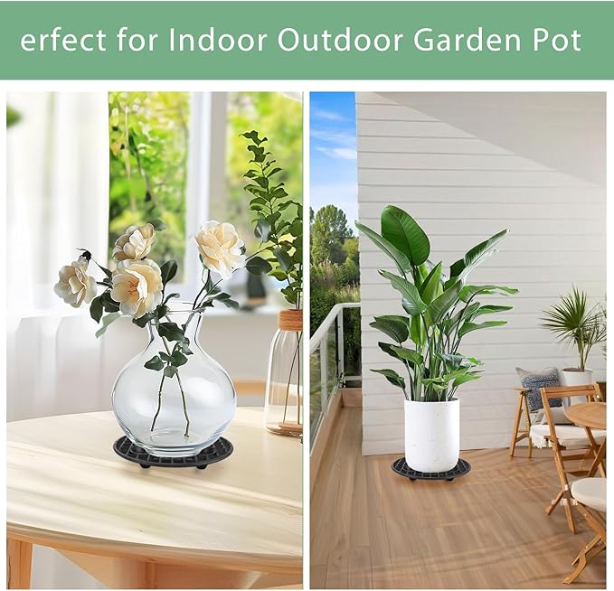 QTLCOHD 24Pcs Plastic Plant Stands 8 Inch Black Plant Level Pot Elevator Patio & Deck Floor Protector for Indoor Outdoor Garden Flower Potted Plants